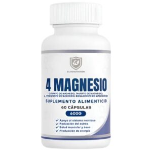 4 Magnesio - Citrato de Magnesio, Taurato de Magnesio, L-treonado de Magnesio, Bisglicinato de Magnesio - 60 Cápsulas - 600 mg